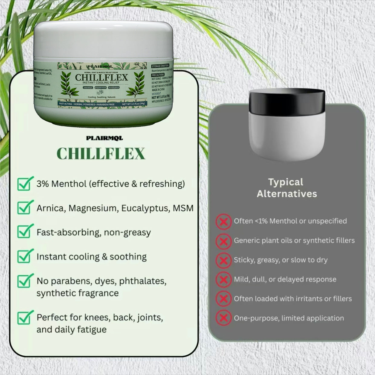 3% Menthol Pain Relief Balm Cooling Soothing Ointment for Muscle Aches,Joint Discomfort,Headaches, and Minor Pains