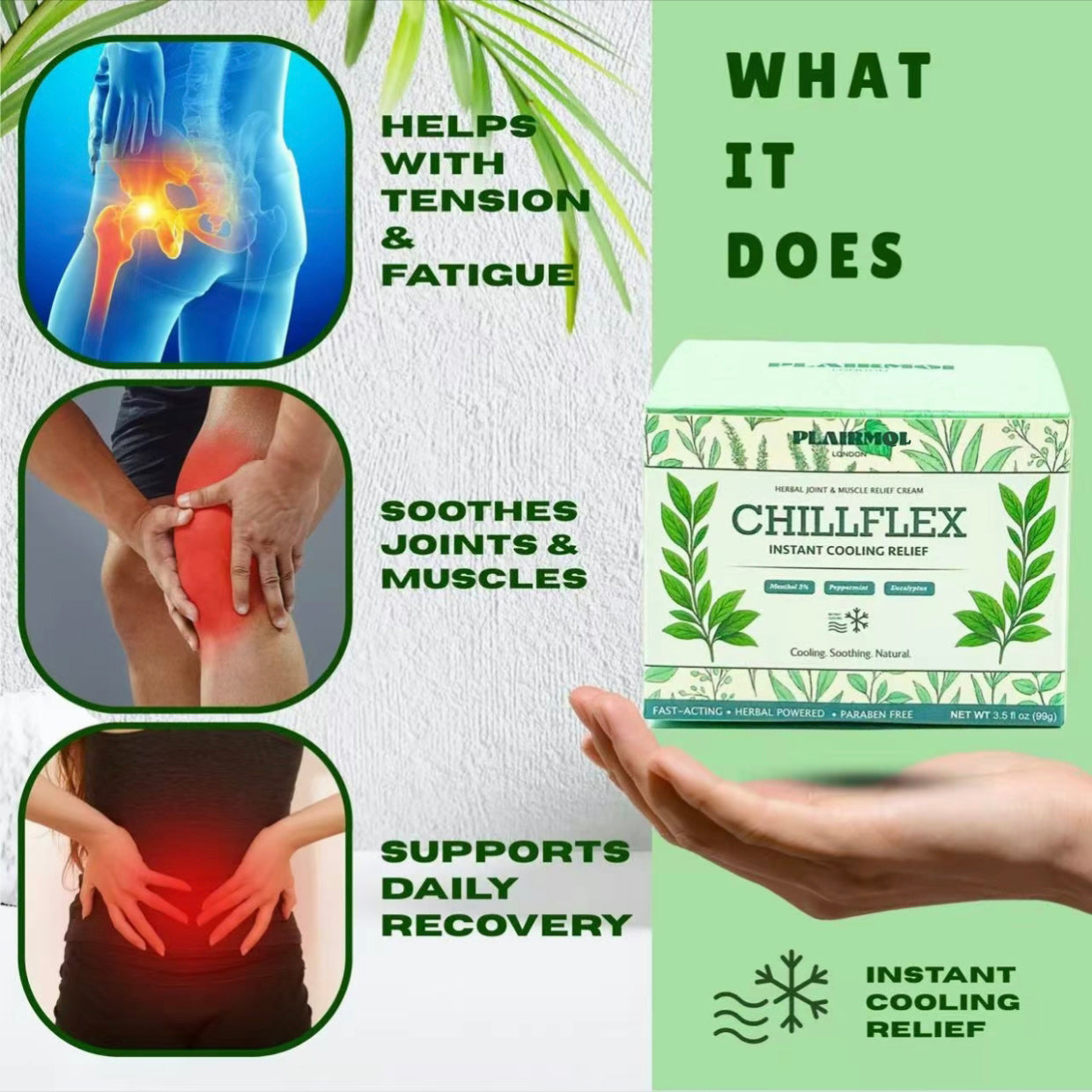 3% Menthol Pain Relief Balm Cooling Soothing Ointment for Muscle Aches,Joint Discomfort,Headaches, and Minor Pains