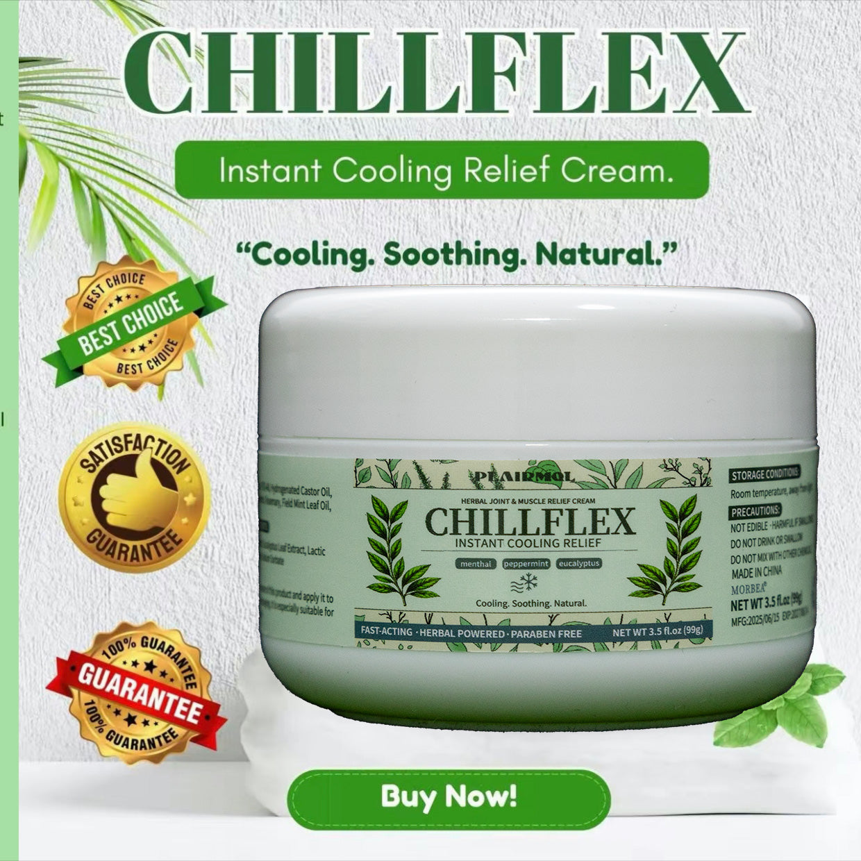 3% Menthol Pain Relief Balm Cooling Soothing Ointment for Muscle Aches,Joint Discomfort,Headaches, and Minor Pains
